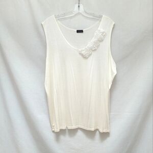 Clientele white applique top plus size blouse 22 lightweight 3X casual stretch